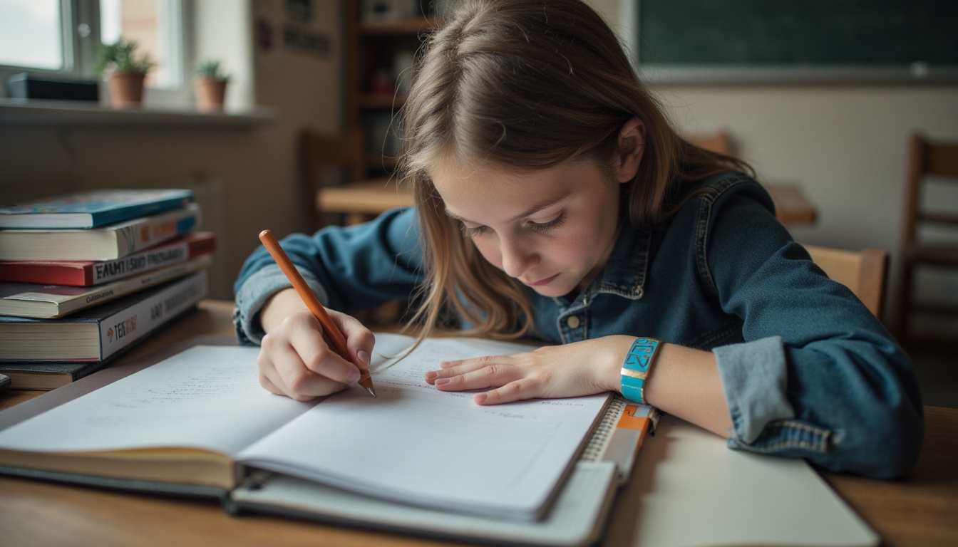Christian teenager practicing goodness and integrity while completing schoolwork.