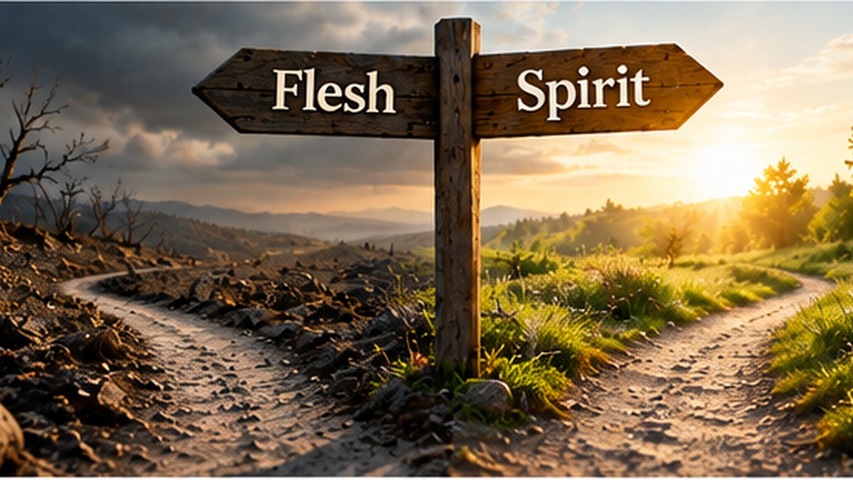 Two contrasting paths labeled Flesh and Spirit, illustrating different responses in relationships