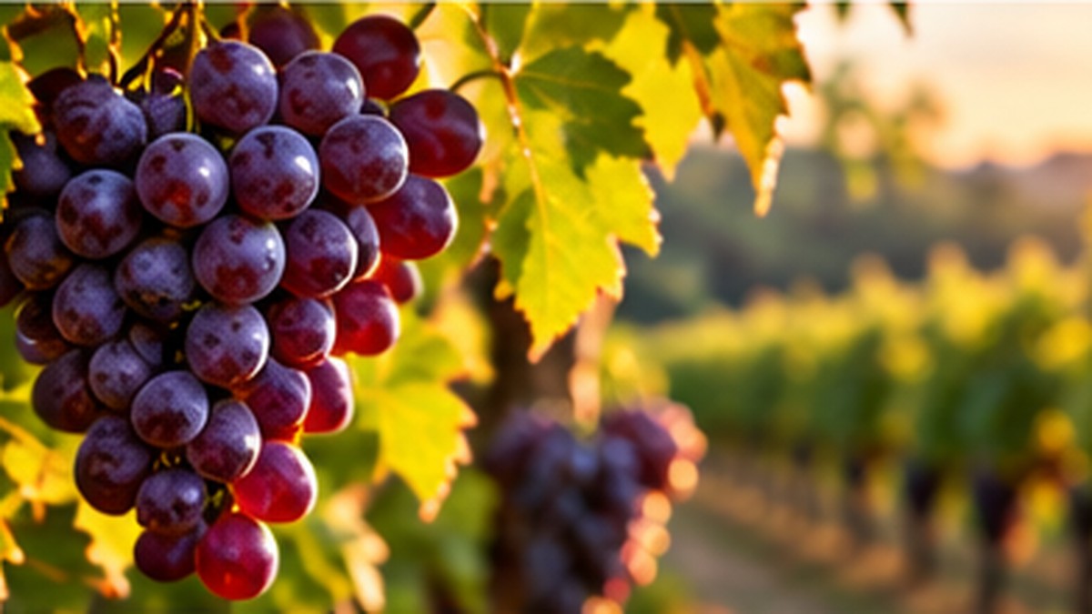 Healthy grapes growing on a vine in warm sunlight, symbolizing the fruit of the Spirit and spiritual growth
