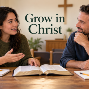 A Christian mentor helping another believer grow in Christ through Bible study