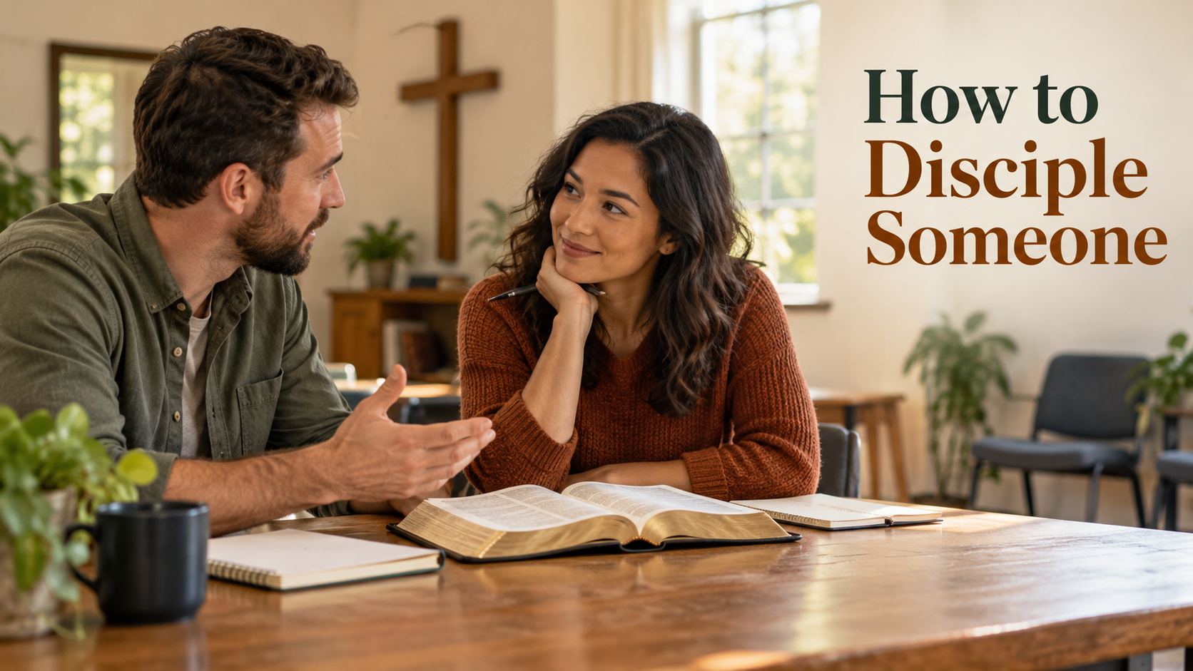 Two Christians listening and sharing during a discipleship conversation